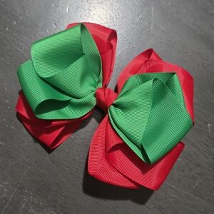 Festive Red and Green Hair Bow